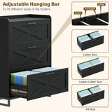 Vabches File Cabinet 3 Drawers Lateral File Cabinet with Charging Station
