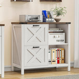 Vabches Wood Printer Stand with Open Adjustable Shelves