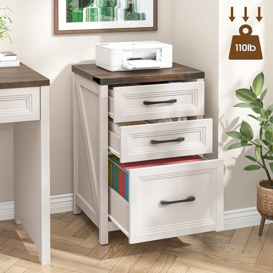 Vabches 3 Drawer Farmhouse Vertical Filing Cabinet