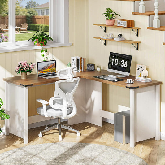 Vabches Farmhouse 50.39in L Shaped Executive Desk