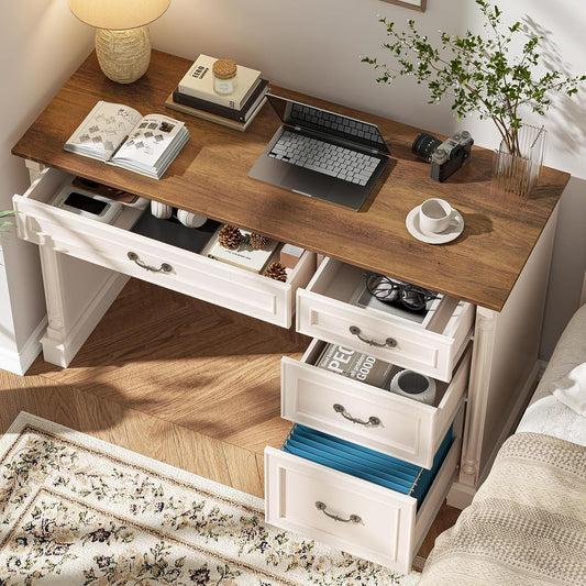 Vabches Roman Style 47in Executive Desk with File Drawer