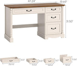 Vabches Roman Style 47in Executive Desk with File Drawer