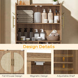 Farmhouse Toilet Cabinet Rack with 2 Barn Doors & Adjustable Shelf