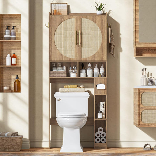 Farmhouse Toilet Cabinet Rack with 2 Barn Doors & Adjustable Shelf