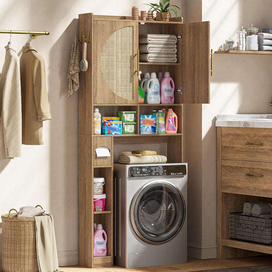 Farmhouse Toilet Cabinet Rack with 2 Barn Doors & Adjustable Shelf