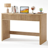 Vabches 47 Inch Fluted Computer Desk with Drawers for Bedroom