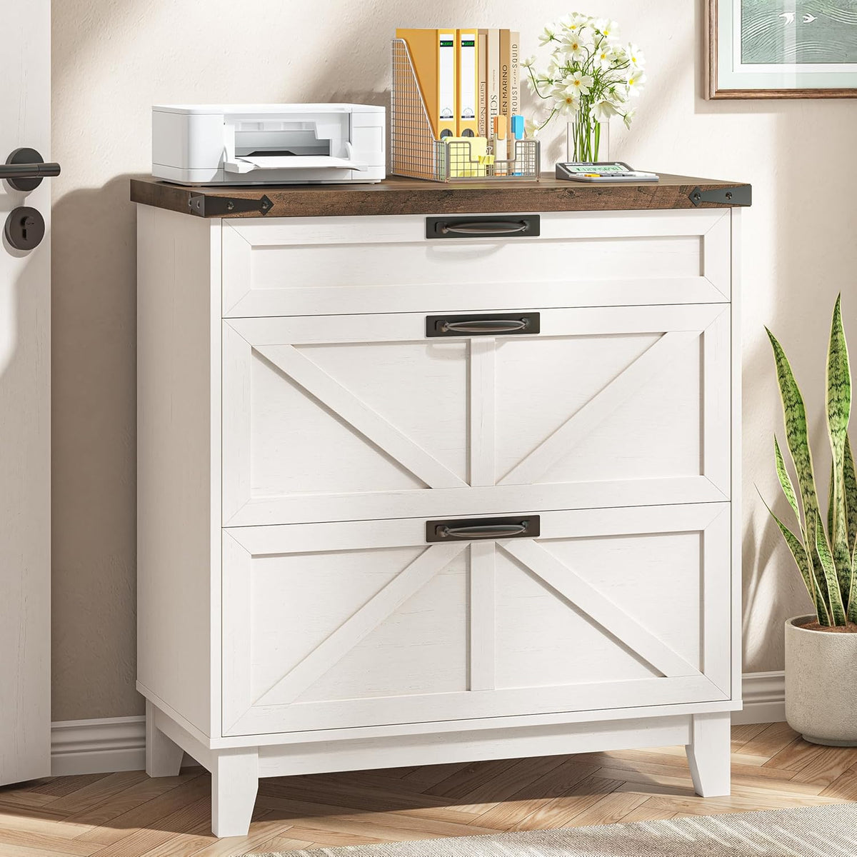 Vabches Lateral File Cabinet with 3 Drawers