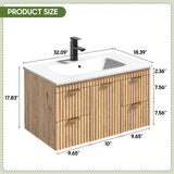 Vabches 30 Inch Fluted Bathroom Vanity with 4 Storage Darwers
