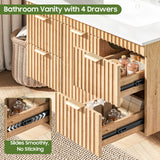 Vabches 30 Inch Fluted Bathroom Vanity with 4 Storage Darwers