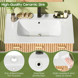 Vabches 30 Inch Fluted Bathroom Vanity with 4 Storage Darwers