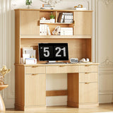 Farmhouse 59in Executive Desk with 5 Drawers and 3 Storage Cabinets
