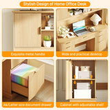 Farmhouse 59in Executive Desk with 5 Drawers and 3 Storage Cabinets