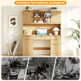 Farmhouse 59in Executive Desk with 5 Drawers and 3 Storage Cabinets