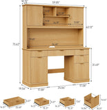 Farmhouse 59in Executive Desk with 5 Drawers and 3 Storage Cabinets