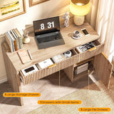 Farmhouse 47in Fluted Executive Desk with Adjustable Shelf