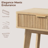 Vabches 47 Inch Fluted Computer Desk with Drawers for Home Office
