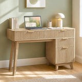 Vabches 47 Inch Fluted Computer Desk with Drawers for Home Office