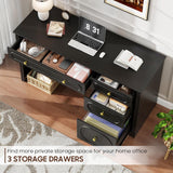 Vabches Executive Desk with 3 Storage Drawers and A File Drawer