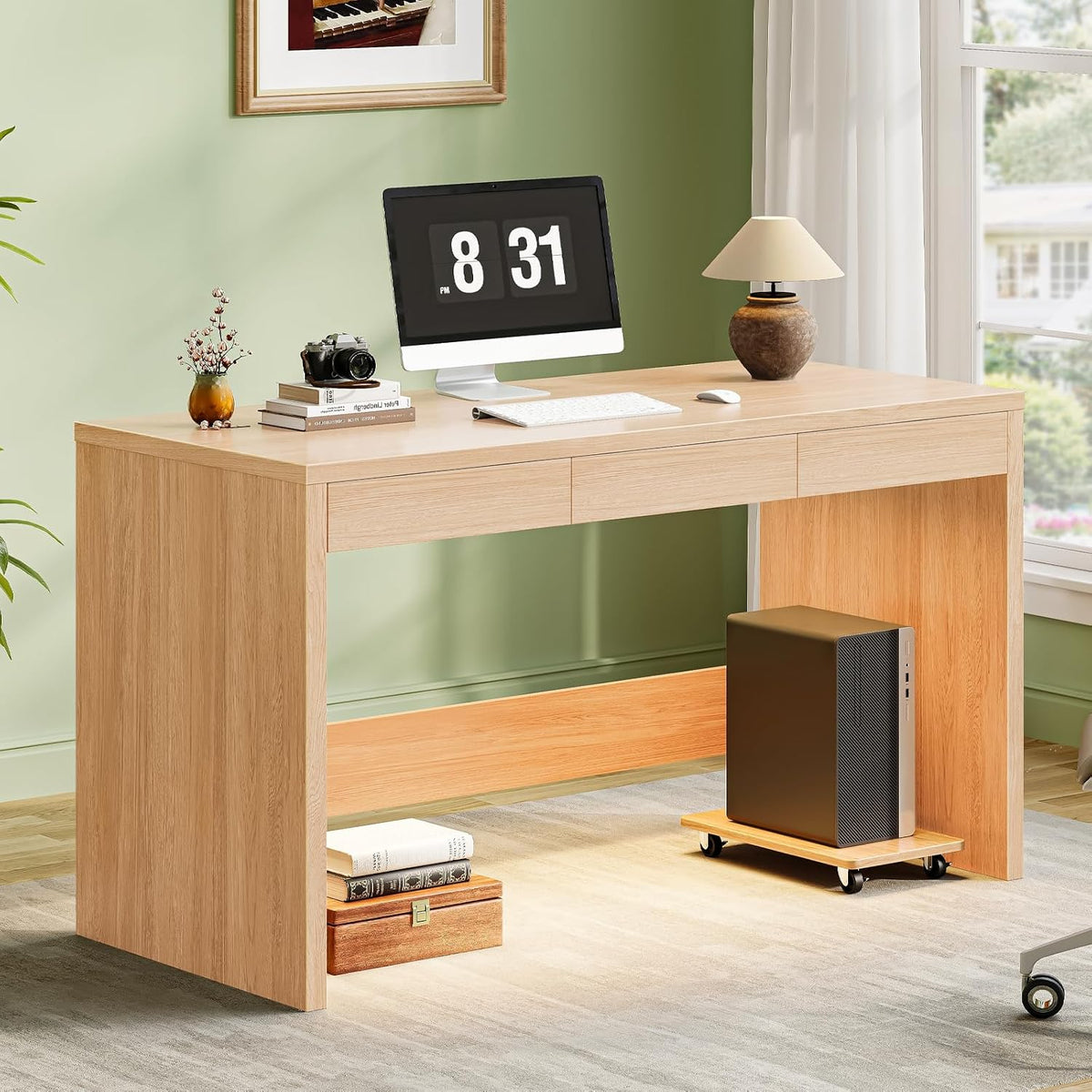 Vabches Executive Desk with  3 Drawers and Led Light