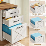 Vabches Executive Two Person Desk with 5 Storage Drawers
