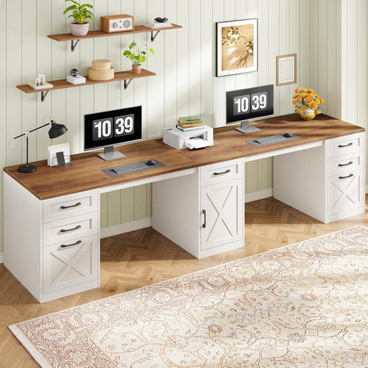 Vabches Executive Two Person Desk with 5 Storage Drawers