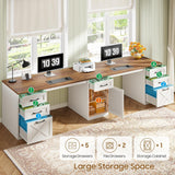 Vabches Executive Two Person Desk with 5 Storage Drawers
