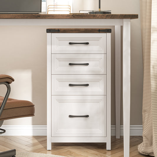 Rustic Vertical File Cabinet with 4-Drawer Home Office Storage