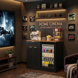 Vabches Coffee Bar Cabinet with Fridge Space and Power Outlet