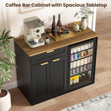 Vabches Coffee Bar Cabinet with Fridge Space and Power Outlet