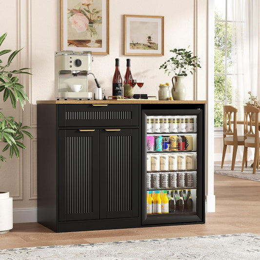 Vabches Coffee Bar Cabinet with Fridge Space and Power Outlet