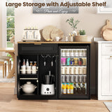 Vabches Coffee Bar Cabinet with Fridge Space and Power Outlet