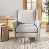 Mid Century Modern Upholstered Armchair in Chenille Grey, Comfortable Accent Lounge Chair with Thick Cushions