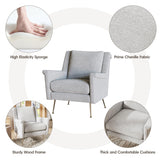 Mid Century Modern Upholstered Armchair in Chenille Grey, Comfortable Accent Lounge Chair with Thick Cushions