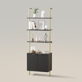 Modern Ladder Bookshelf with Doors