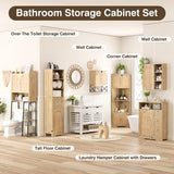 Rattan Barthroom Storage Cabinet with 3 Sliding Square