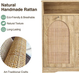 Rattan Barthroom Storage Cabinet with 3 Sliding Square