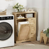 Rattan Barthroom Storage Cabinet with 3 Sliding Square