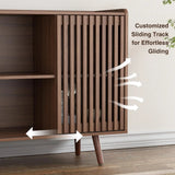 Mid-Centery Sideboard Coffee Bar Cabinet with Silding Door