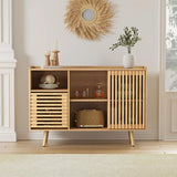 Mid-Centery Sideboard Coffee Bar Cabinet with Silding Door