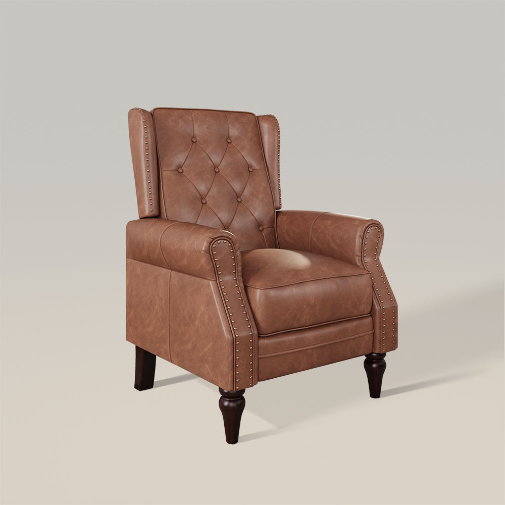 Recliner Chair Single Sofa Chair Faux Leather with Rivet Trim