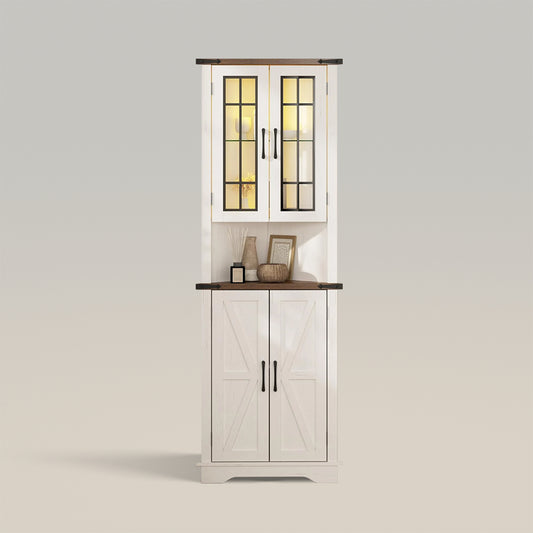 Farmhouse LED Light Corner Storage Cabinet