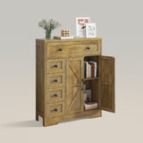 Farmhouse Storage Cabinet with 2 Doors and 5 Drawers