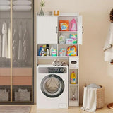 Farmhouse Over The Toilet Storage Cabinet with Grooved Striped Doors