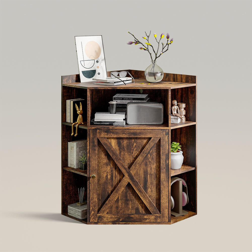 Corner Storage Cabinet with USB Ports&Outlets