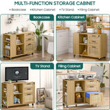 3 Drawer Lateral Mobile Rattan Filing Cabinet with Storage