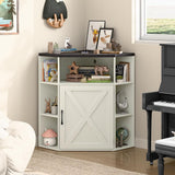 Vabches Corner Storage Cabinet with USB Ports and Outlets
