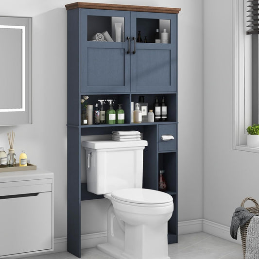 Vabches Over The Toilet Storage Cabinet with Paper Holder Stand