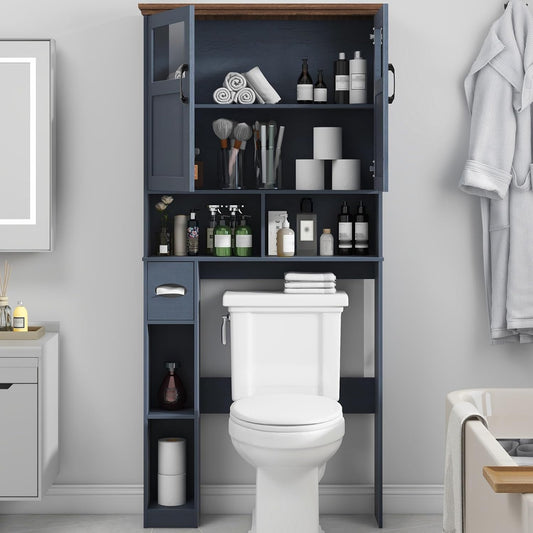 Vabches Over The Toilet Storage Cabinet with Paper Holder Stand