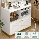 Modern Farmhouse Lateral File Cabinet with Charging Station