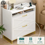 Modern Farmhouse Lateral File Cabinet with Charging Station